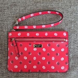 Kate Spade Shore Street Fiesta Dot Tinie Wristlet, Digital Red Multi BNWT